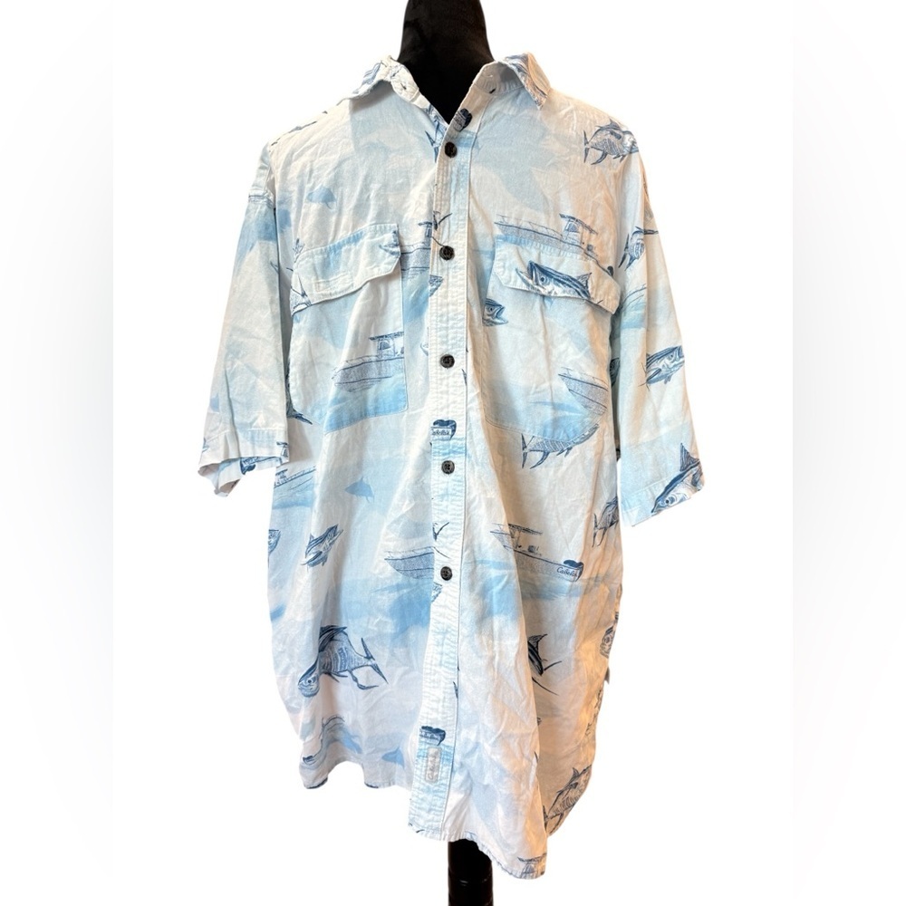 Cabela's Blue Fish Pattern Shirt - Picture 2 of 4